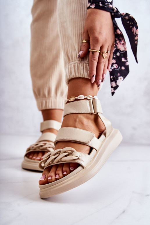 Leather Sandals With Chain La.Fi... Leather Sandals With Chain La.Fi...