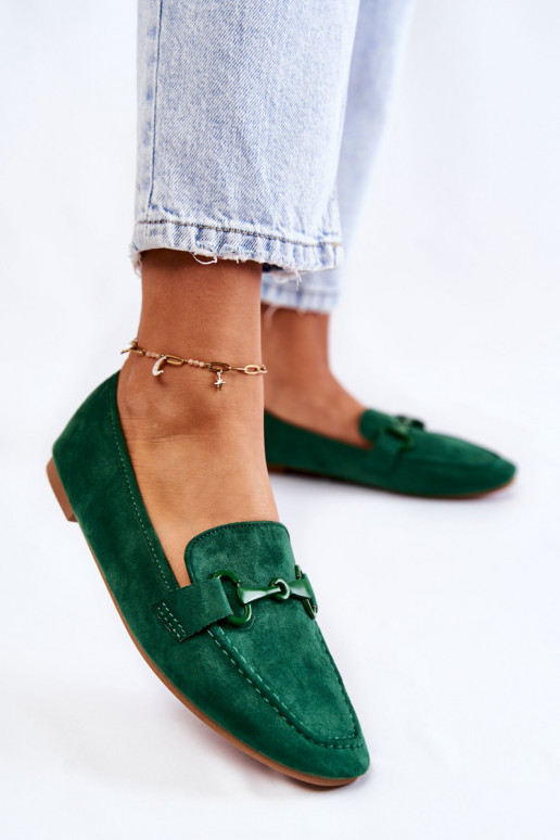 Suede loafers with decoration Green... Suede loafers with decoration Green...