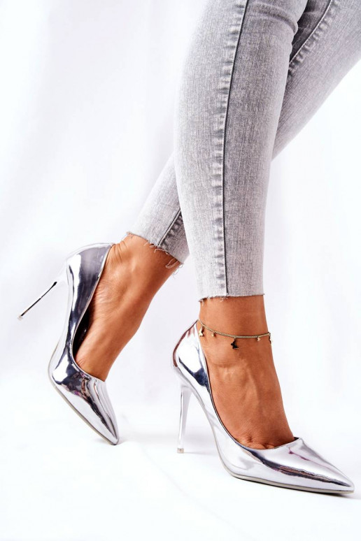 Elegant Silver Mirror Stilettos from... Elegant Silver Mirror Stilettos from...