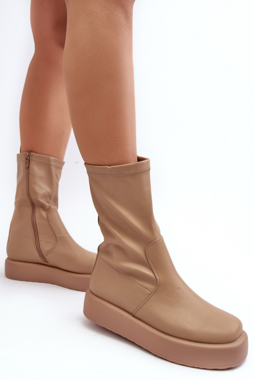 Boots with a platform beige color Algedi Boots with a platform beige color Algedi