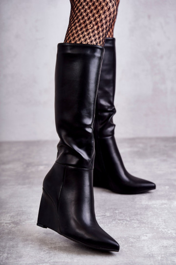 Leather Women's Wedge Boots... 2