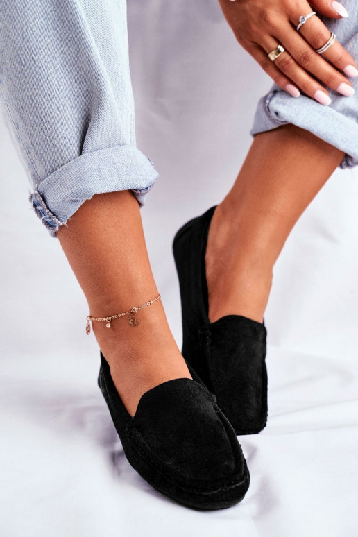 Women's Black Faux Suede Loafers... Women's Black Faux Suede Loafers...