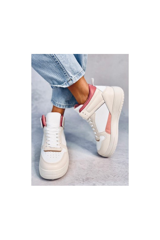 White-pink womens sneakers with platform White-pink womens sneakers with platform