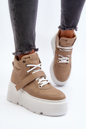 copy of Zazoo 3450 Skórzane Sneakersy Damskie Beżowe