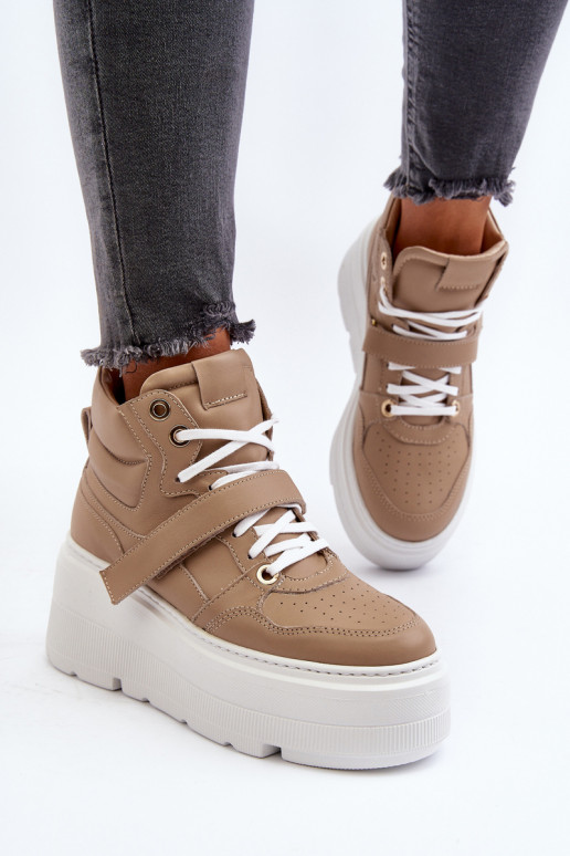 copy of Zazoo 3450 Skórzane Sneakersy Damskie Beżowe