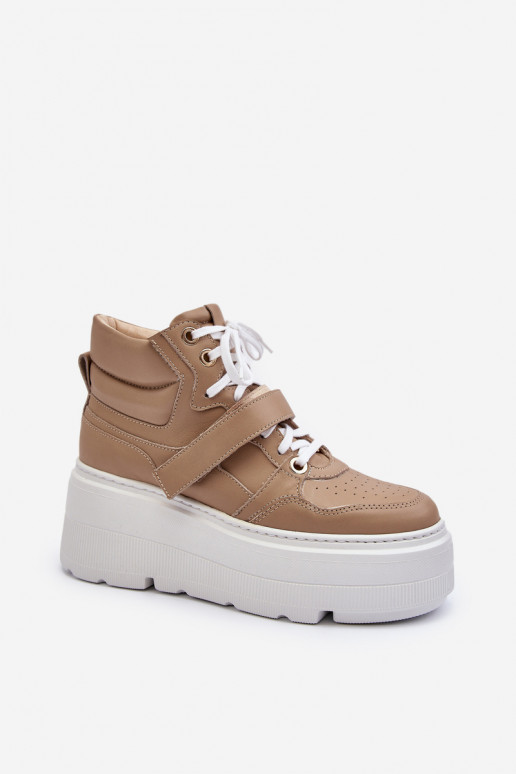 Zazoo Women's Leather Sneakers Beige Zazoo Women's Leather Sneakers Beige