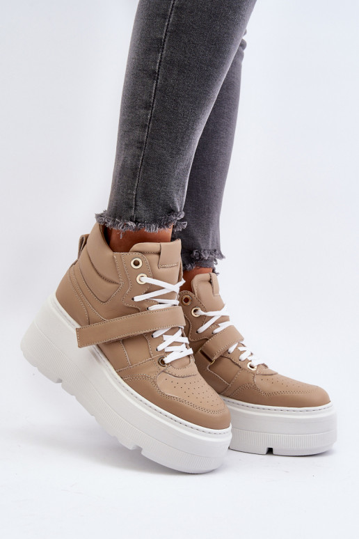 copy of Zazoo 3450 Skórzane Sneakersy Damskie Beżowe