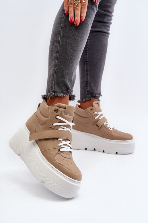 copy of Zazoo 3450 Skórzane Sneakersy Damskie Beżowe