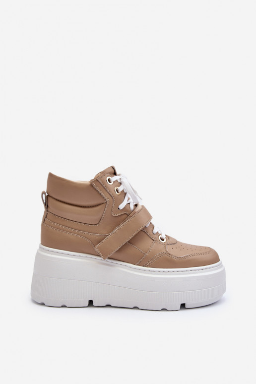 copy of Zazoo 3450 Skórzane Sneakersy Damskie Beżowe