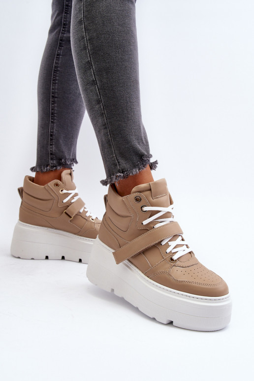 copy of Zazoo 3450 Skórzane Sneakersy Damskie Beżowe