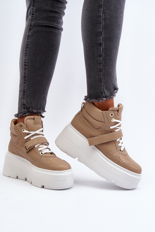 copy of Zazoo 3450 Skórzane Sneakersy Damskie Beżowe