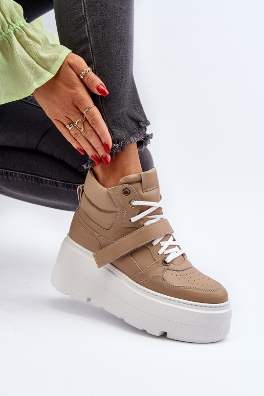 copy of Zazoo 3450 Skórzane Sneakersy Damskie Beżowe