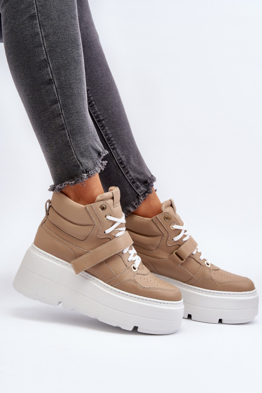 copy of Zazoo 3450 Skórzane Sneakersy Damskie Beżowe
