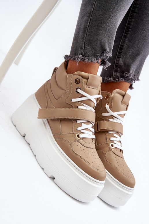 copy of Zazoo 3450 Skórzane Sneakersy Damskie Beżowe