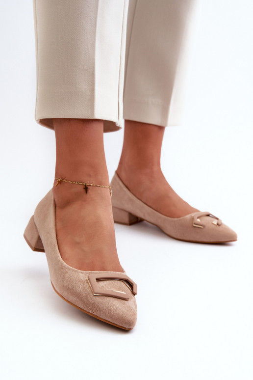 Low Heel Pumps With Eco Suede... Low Heel Pumps With Eco Suede...