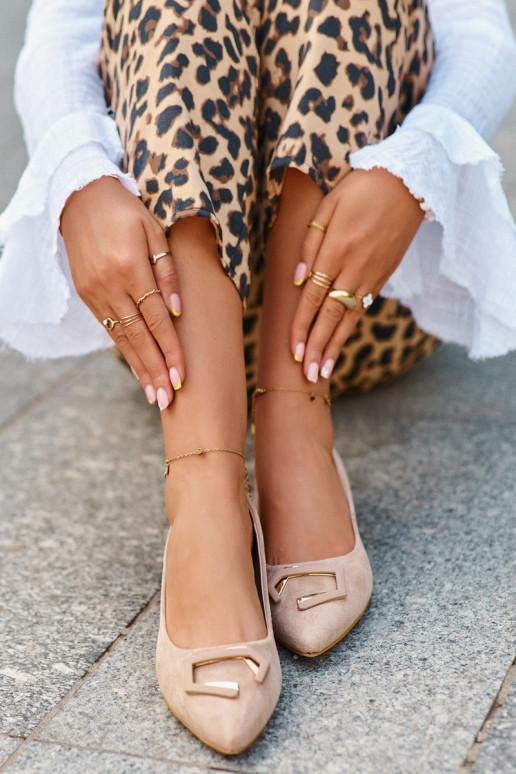 Low Heel Pumps With Eco Suede... Low Heel Pumps With Eco Suede...