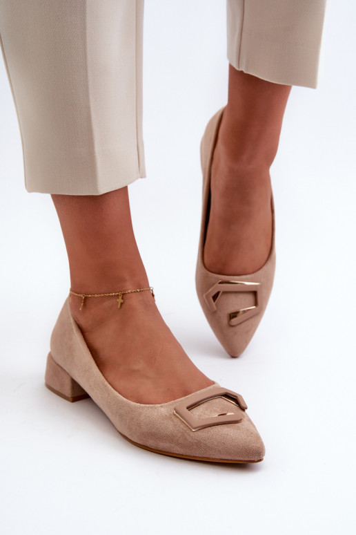Low Heel Pumps With Eco Suede... Low Heel Pumps With Eco Suede...