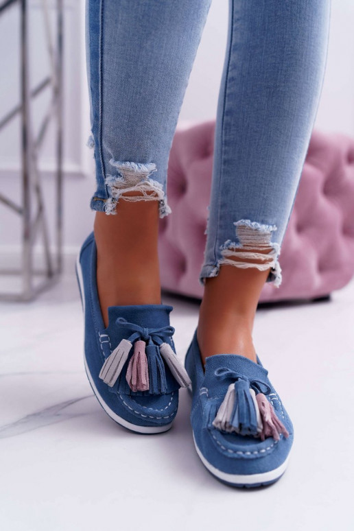 Suede Loafers With Bow And Fringes... Suede Loafers With Bow And Fringes...