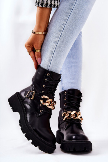 Women's boots with chain black 2