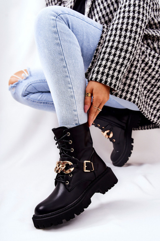 Women's boots with chain black Women's boots with chain black