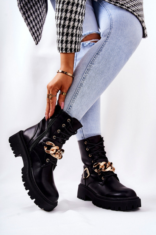 Women's boots with chain black Women's boots with chain black