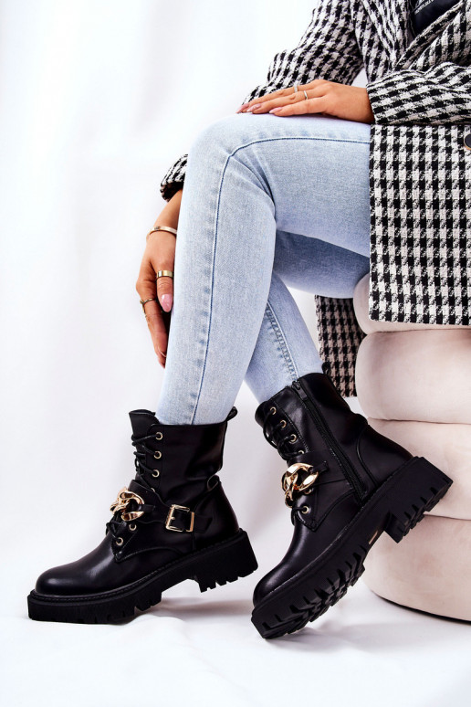 Women's boots with chain black Women's boots with chain black