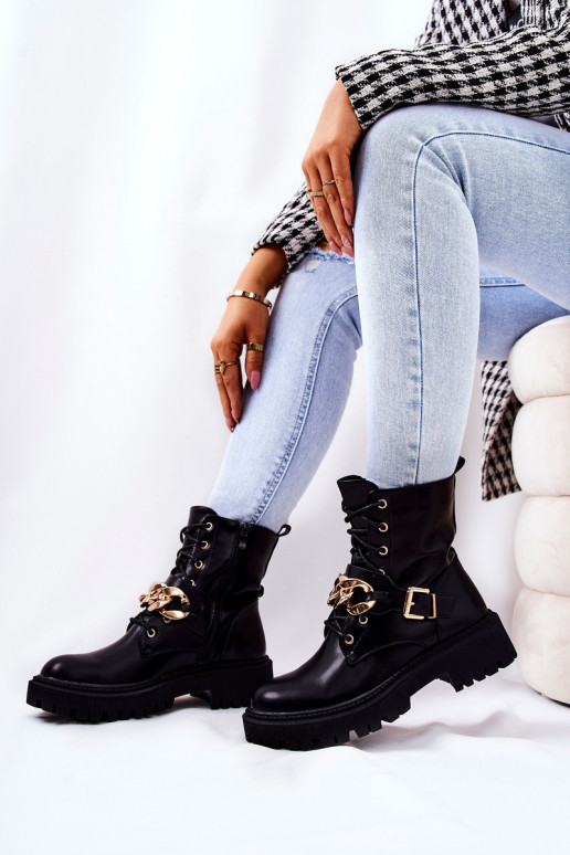 Women's boots with chain black Women's boots with chain black