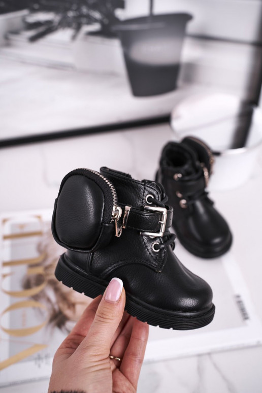 Warm children's shoes in black color Warm children's shoes in black color