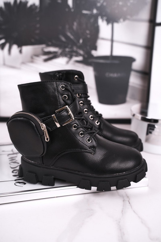 Warm children's shoes in black color Warm children's shoes in black color