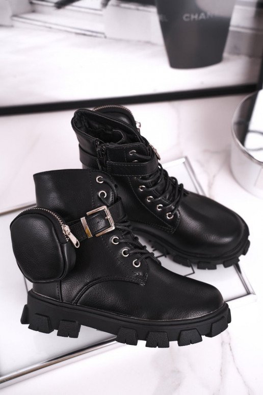 Warm children's shoes in black color Warm children's shoes in black color