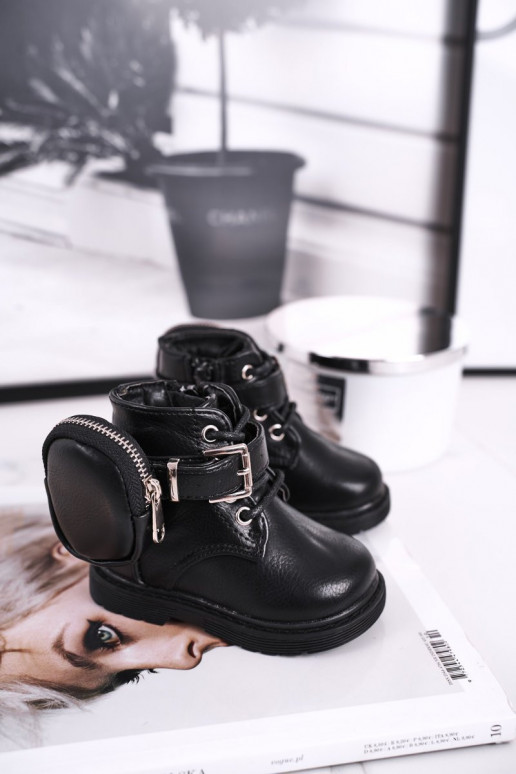 Warm children's shoes in black color Warm children's shoes in black color