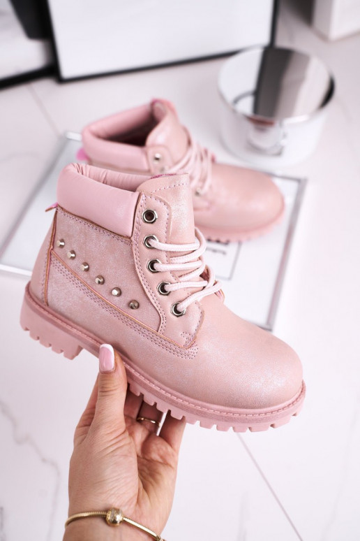 Pink boots with stylish details Pink boots with stylish details
