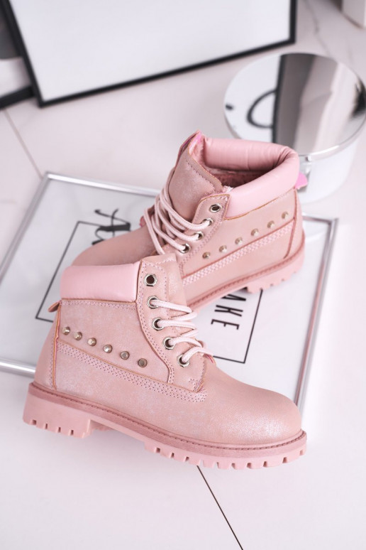 Pink boots with stylish details Pink boots with stylish details