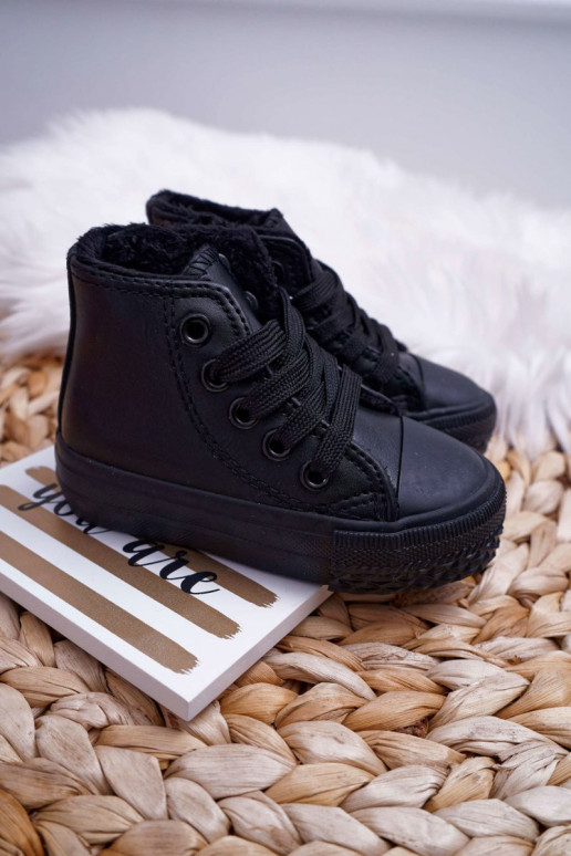 Children's Leather High Sneakers Black Children's Leather High Sneakers Black