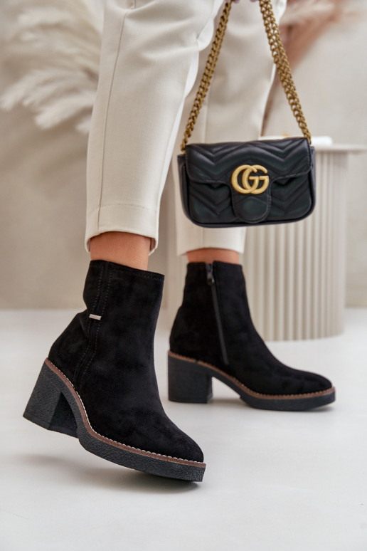 Women's Heeled Boots Insulated Eco Suede Black Arkesia Women's Heeled Boots Insulated Eco Suede Black Arkesia