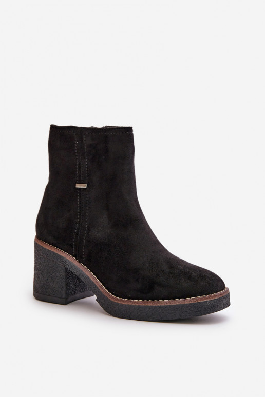 Women's Heeled Boots Insulated Eco Suede Black Arkesia Women's Heeled Boots Insulated Eco Suede Black Arkesia