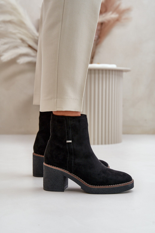 Women's Heeled Boots Insulated Eco Suede Black Arkesia Women's Heeled Boots Insulated Eco Suede Black Arkesia