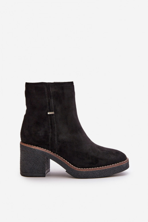 Women's Heeled Boots Insulated Eco Suede Black Arkesia Women's Heeled Boots Insulated Eco Suede Black Arkesia