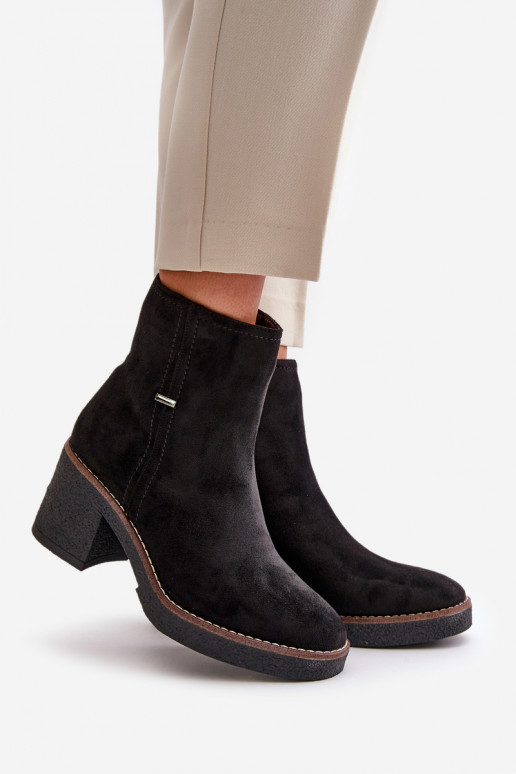 Women's Heeled Boots Insulated Eco Suede Black Arkesia Women's Heeled Boots Insulated Eco Suede Black Arkesia