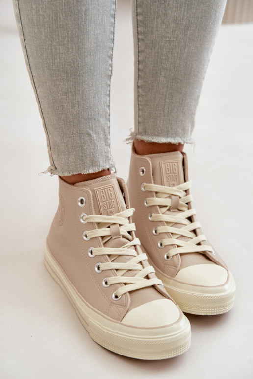 Women's Insulated Sneakers Made Of Eco Leather Beige Big Star OO274934