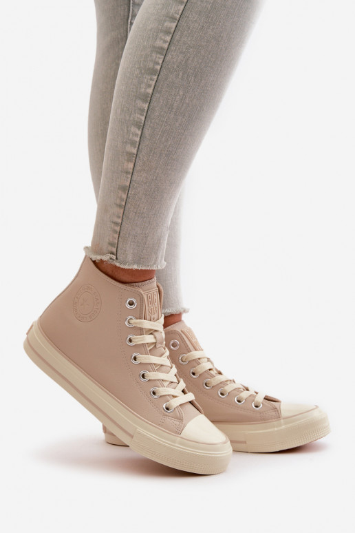 Women's Insulated Sneakers Made Of Eco Leather Beige Big Star OO274934