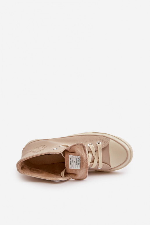 Women's Insulated Sneakers Made Of Eco Leather Beige Big Star OO274934