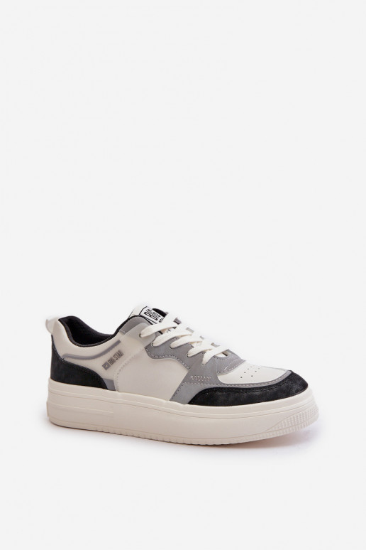 Damskie Niskie Sneakersy Z Eko Skóry Big Star OO274028 Biało-Szare