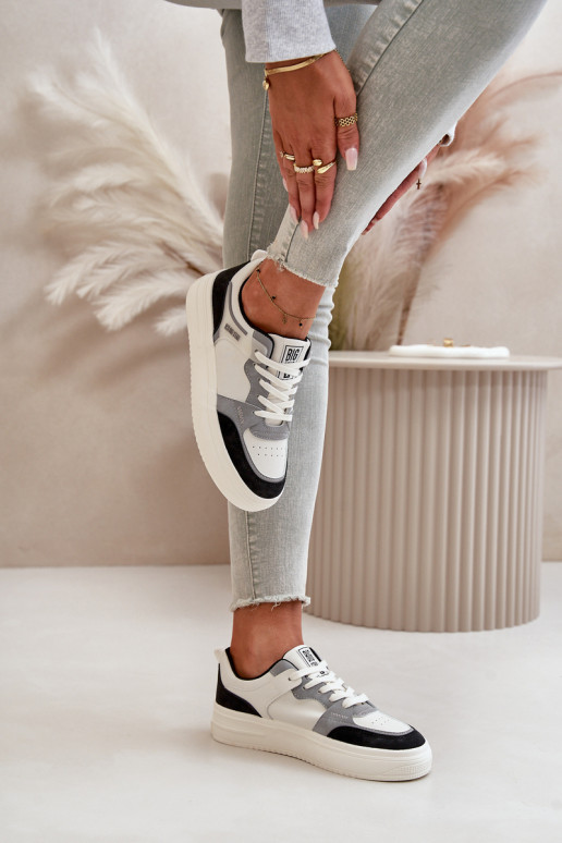 Women's Low Sneakers Made Of Eco Leather Big Star OO274028 White-Gray