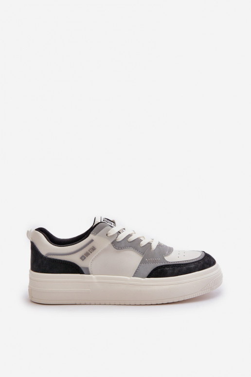 Damskie Niskie Sneakersy Z Eko Skóry Big Star OO274028 Biało-Szare