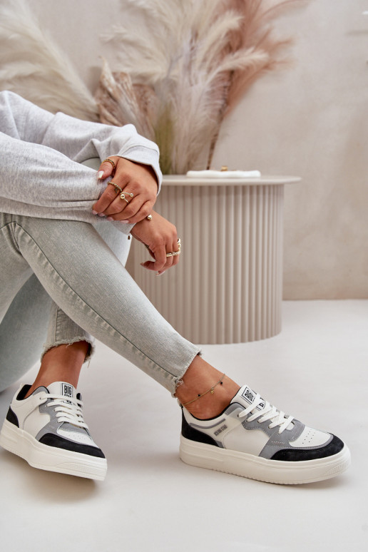 Women's Low Sneakers Made Of Eco Leather Big Star OO274028 White-Gray