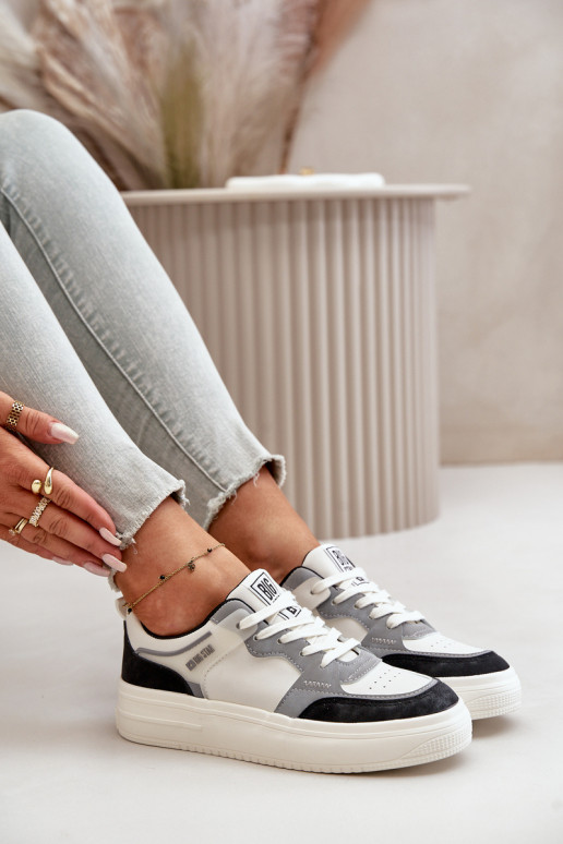 Women's Low Sneakers Made Of Eco Leather Big Star OO274028 White-Gray