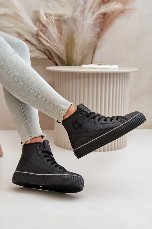 Women's Insulated Sneakers Made Of Eco Leather Big Star OO274790 Black Women's Insulated Sneakers Made Of Eco Leather Big Star OO274790 Black