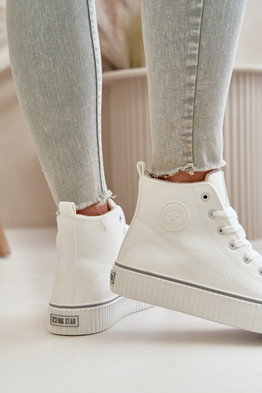 Women's Insulated Sneakers Made Of Eco Leather Big Star OO274788 White Women's Insulated Sneakers Made Of Eco Leather Big Star OO274788 White