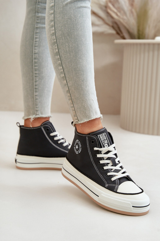 Insulated Women's Sneakers On Platform Eco Leather Big Star OO274062 Black Insulated Women's Sneakers On Platform Eco Leather Big Star OO274062 Black